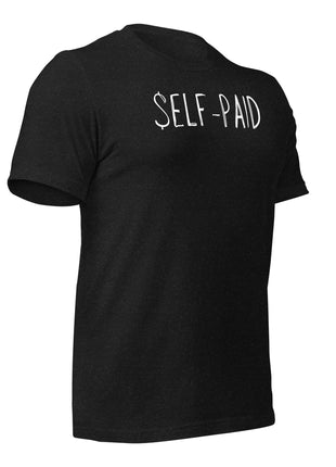 Self-Paid T-Shirt for entrepreneurs, featuring motivation in a lightweight black cotton design.