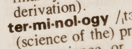 Close-up of the word 'terminology' from a dictionary, highlighting entrepreneurship terms for beginners.