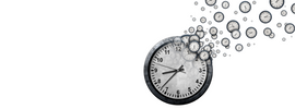 Abstract illustration of a clock dissolving into smaller clocks, symbolizing time management and decision-making.