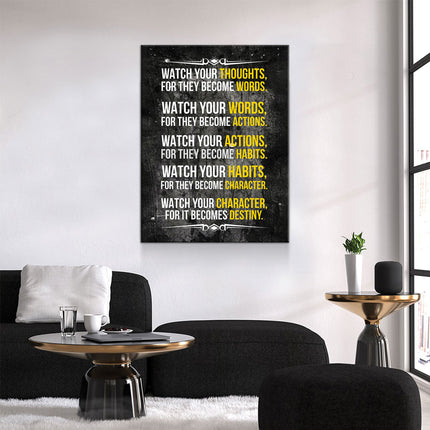 Watch Your Thoughts For They Become Words Motivational Canvas Wall Art