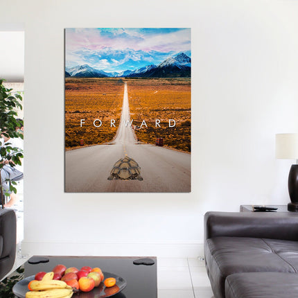 Forward Canvas Wall Art, Motivational Wall Art, Inspirational Decor, Office Art, Home Office Decor, Turtle Art.