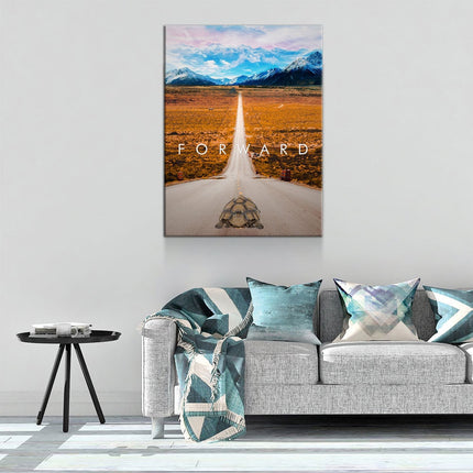 Forward Canvas Wall Art, Motivational Wall Art, Inspirational Decor, Office Art, Home Office Decor, Turtle Art.