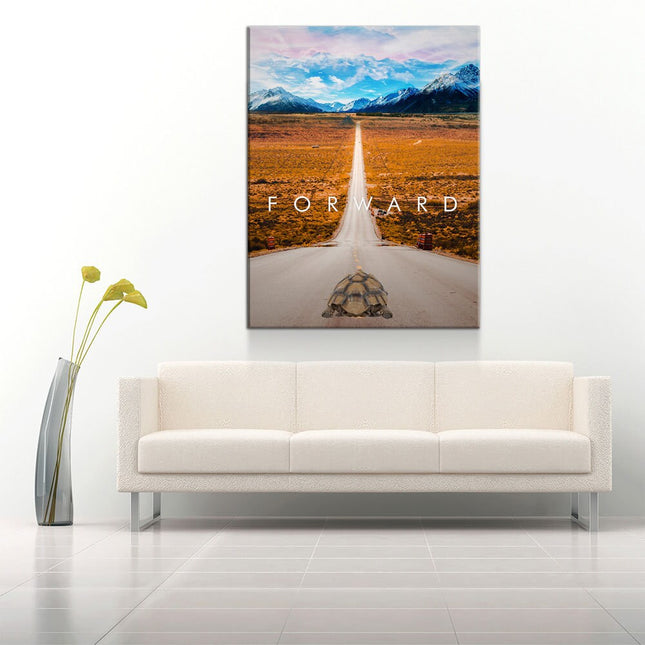 Forward Canvas Wall Art, Motivational Wall Art, Inspirational Decor, Office Art, Home Office Decor, Turtle Art