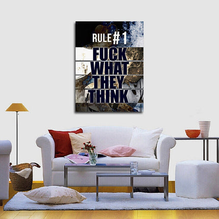 Rule #1 F*Ck What They Think Canvas Wall Art, Motivational Decor