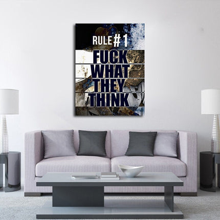 Rule #1 F*Ck What They Think Canvas Wall Art, Motivational Decor