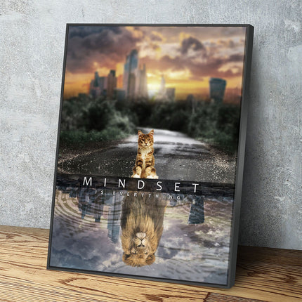 Mindset Is Everything Canvas Wall Art, Motivational Decor, Office Decor, Motivational Quotes, Motivational Art, Cat Lion