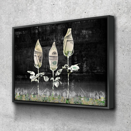 Money Roses Canvas Wall Art, Abstract Decor, Inspirational Decor, Office Decor, Money Rose Garden, Money Art