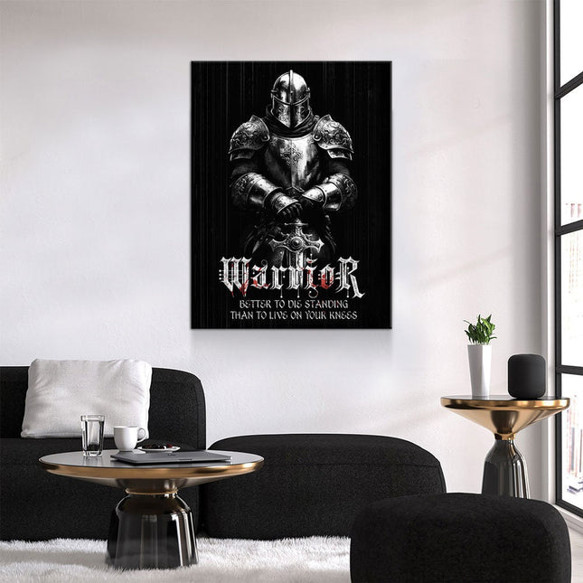 Warrior Code Canvas Wall Art, Better To Die Standing Than To Live On Your Knees, Warrior Print, Warrior Quote, Motivational Quote, Man Cave