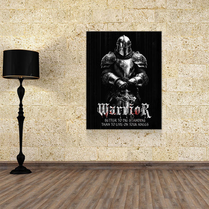 Warrior Code Canvas Wall Art, Better To Die Standing Than To Live On Your Knees, Warrior Print, Warrior Quote, Motivational Quote, Man Cave