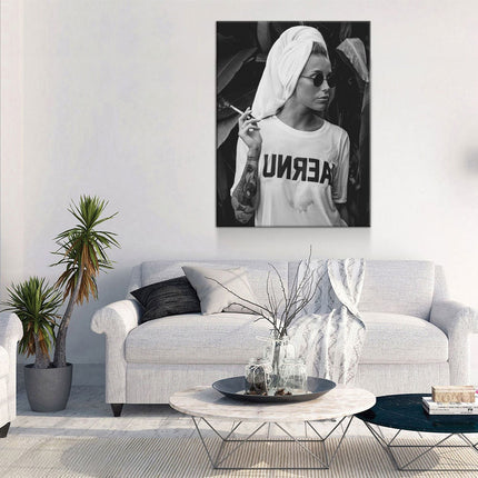 Feminist Attitude Canvas Wall Art | Black & White Empowered Print