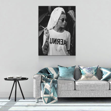 Feminist Attitude Canvas Wall Art | Black & White Empowered Print