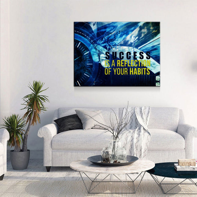 Your Success Is A Reflection Of Your Habits Canvas Wall Art, Motivational Quote Print, Motivational Decor, Success Quote