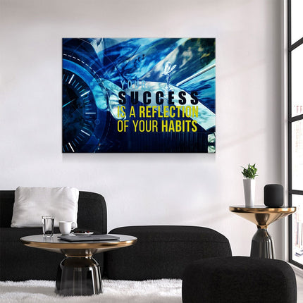 Your Success Is A Reflection Of Your Habits Canvas Wall Art, Motivational Quote Print, Motivational Decor, Success Quote