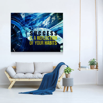 Your Success Is A Reflection Of Your Habits Canvas Wall Art, Motivational Quote Print, Motivational Decor, Success Quote