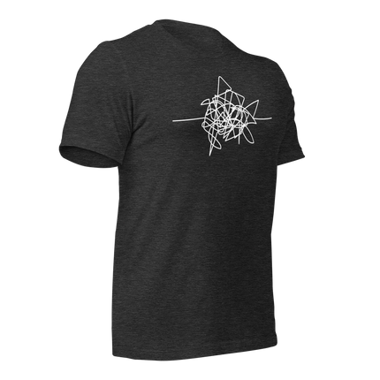 Disgruntled Entrepreneur T-Shirt in dark heather grey with abstract design on the back, made for hustle and comfort.