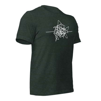 Disgruntled Entrepreneur T-Shirt in dark green with abstract white design, perfect for entrepreneurship and hustle.