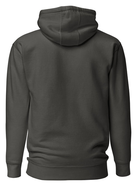 Back view of the Entrepreneur Word Cloud premium hoodie in dark grey, designed for stylish and ambitious individuals.