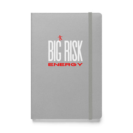 Big Risk Energy Notebook – Bold Journal for Visionaries with sleek gray cover and elastic closure.