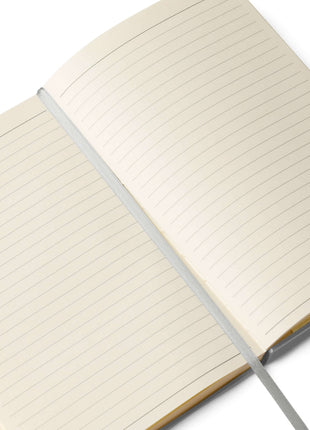 Open Big Risk Energy Notebook showing 80 cream-colored lined pages, ideal for ideas and brainstorming.