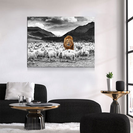 Lion Among The Sheep Canvas Wall Art, Motivational Decor
