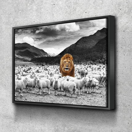 Lion Among The Sheep Canvas Wall Art, Motivational Decor