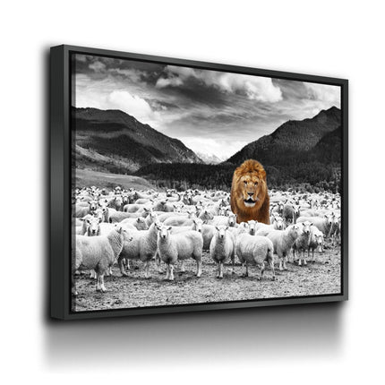 Lion Among The Sheep Canvas Wall Art, Motivational Decor