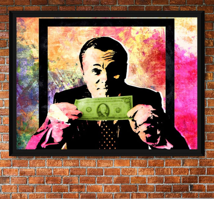 Money Talks Wolf of Wall Street Framed Canvas Wall Art