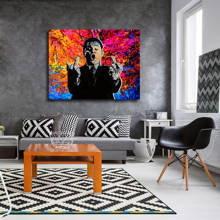 Phone Flip Off Wolf of Wall Street, Canvas Wall Art