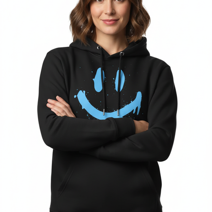Smiley Face Hoodie Female Mockup