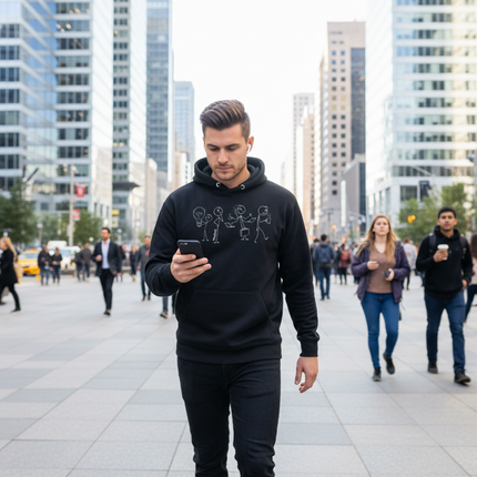 The Entrepreneurial Grind Hoodie in urban plaza