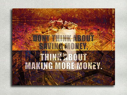 Think About Making More Money Canvas Wall Art, Motivational Quote Decor