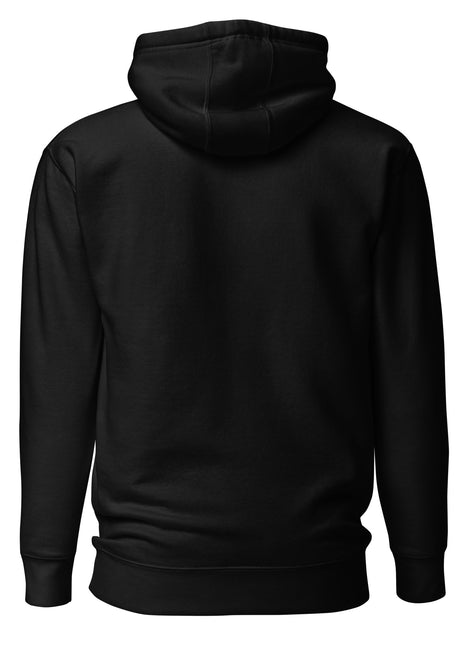 Back view of the Petty AF bold statement hoodie in black, showcasing its warm hood and soft cotton blend fabric.
