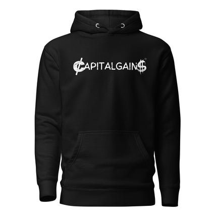 Capital Gains Entrepreneur Hoodie in black for startup owners, featuring a front pocket and stylish design.