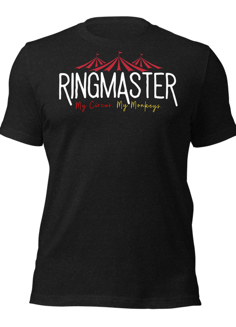 RingMaster T-Shirt in black with circus design for entrepreneurs juggling multiple tasks.