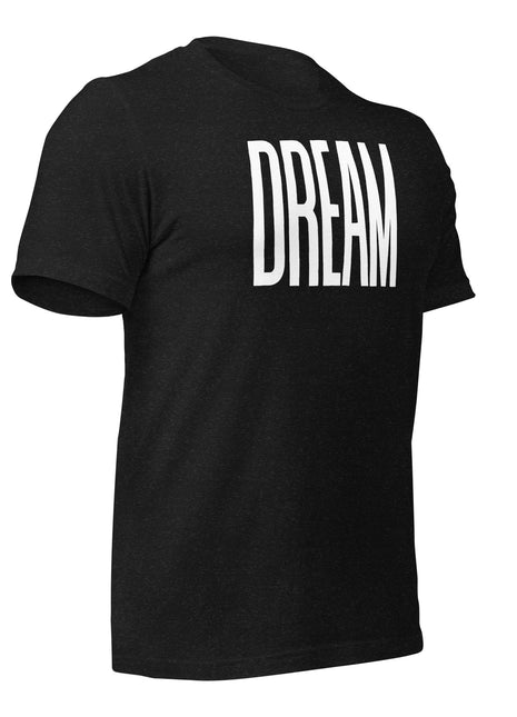 Dream Big T-Shirt in black for visionary entrepreneurs, made from soft combed cotton, featuring bold 'DREAM' graphic.