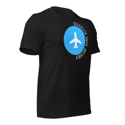 Airplane Mode Activated T-Shirt – Focus. Hustle. Elevate. black cotton tee with airplane graphic