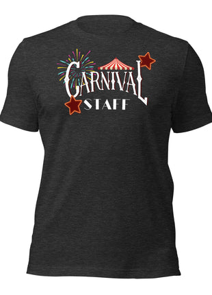 Carnival Staff Event Crew T-Shirt featuring colorful graphics, perfect for carnival enthusiasts and entrepreneurs.
