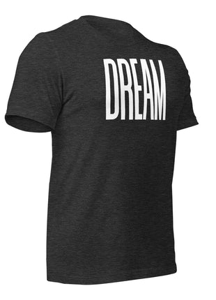 Back view of a black Dream Big T-Shirt for entrepreneurs, featuring bold 'DREAM' lettering in white.