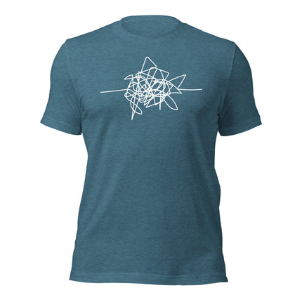 Disgruntled Entrepreneur T-Shirt in blue with abstract white line design, perfect for entrepreneur apparel.