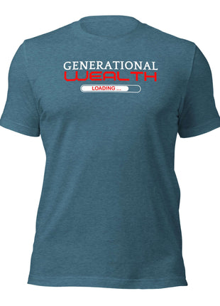 Generational Wealth Loading T-Shirt in blue, designed for entrepreneurs and legacy builders, promoting financial freedom.