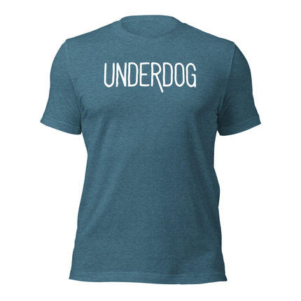 Underdog T-Shirt in teal, symbolizing resilience and ambition for entrepreneurs and hustlers.