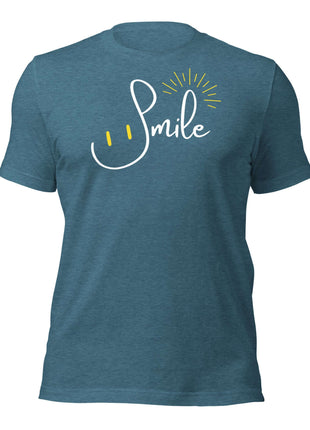 Smile Everyday T-Shirt in blue, promoting positivity and perseverance for entrepreneurs.