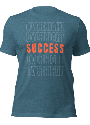 Overnight Success Is a Myth T-Shirt in blue, featuring bold text emphasizing success, perfect for entrepreneurs and hustlers.