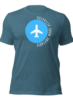 Airplane Mode Activated T-Shirt in blue, ideal entrepreneur apparel for focus and productivity.