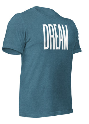 Dream Big T-Shirt in blue featuring bold 'DREAM' text, perfect for visionary entrepreneurs.