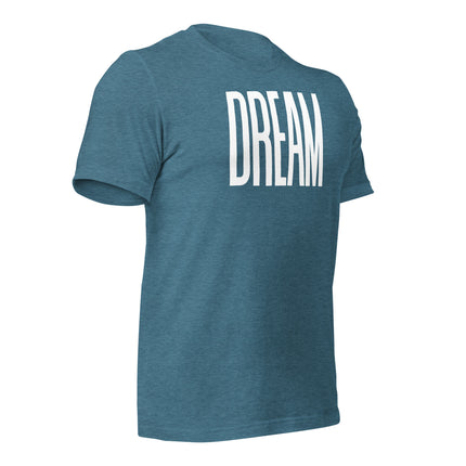 Dream Big T-Shirt – For Visionaries Who Make It Happen in blue, featuring bold 'DREAM' graphic.