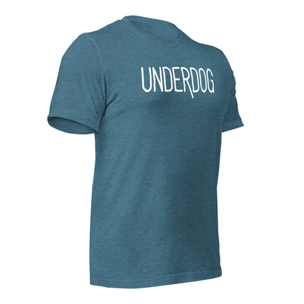 Underdog T-Shirt in teal, symbolizing grit and resilience for entrepreneurs and hustlers.