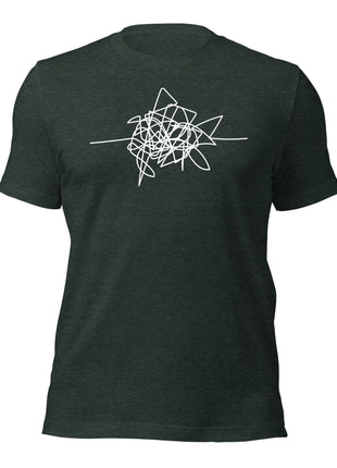 Disgruntled Entrepreneur T-Shirt in dark green, featuring a chaotic line design, perfect for hustlers and entrepreneurs.