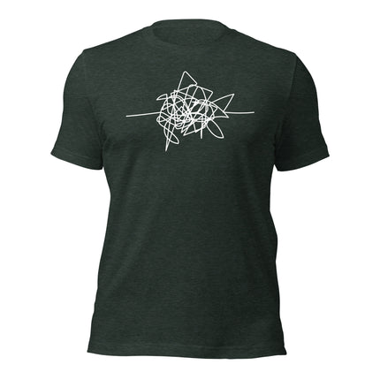 Disgruntled Entrepreneur T-Shirt in dark green, featuring a chaotic line design, perfect for hustlers and entrepreneurs.