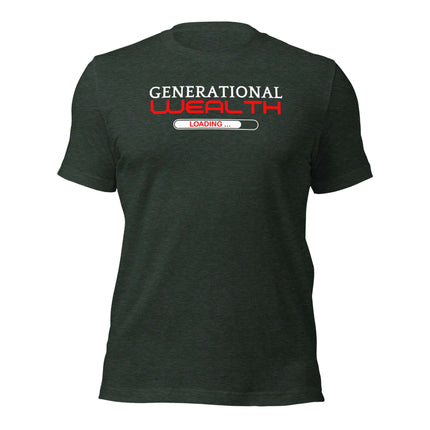 Generational Wealth Loading T-Shirt | Legacy Builders displayed on a dark shirt, emphasizing financial legacy and entrepreneurship.